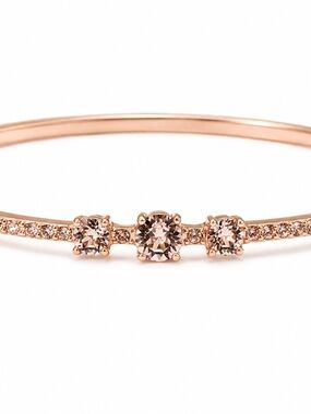 Givenchy Crystal Bangle Bracelet Rose Gold Tone Designer Rhinestone Cuff